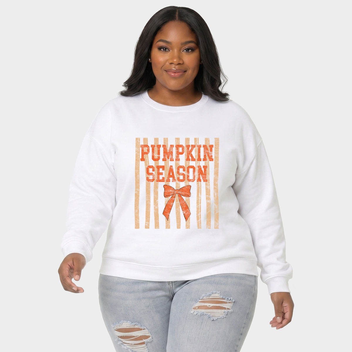 Pumpkin Season Bow - Women's Plus Sized Graphic Sweatshirt