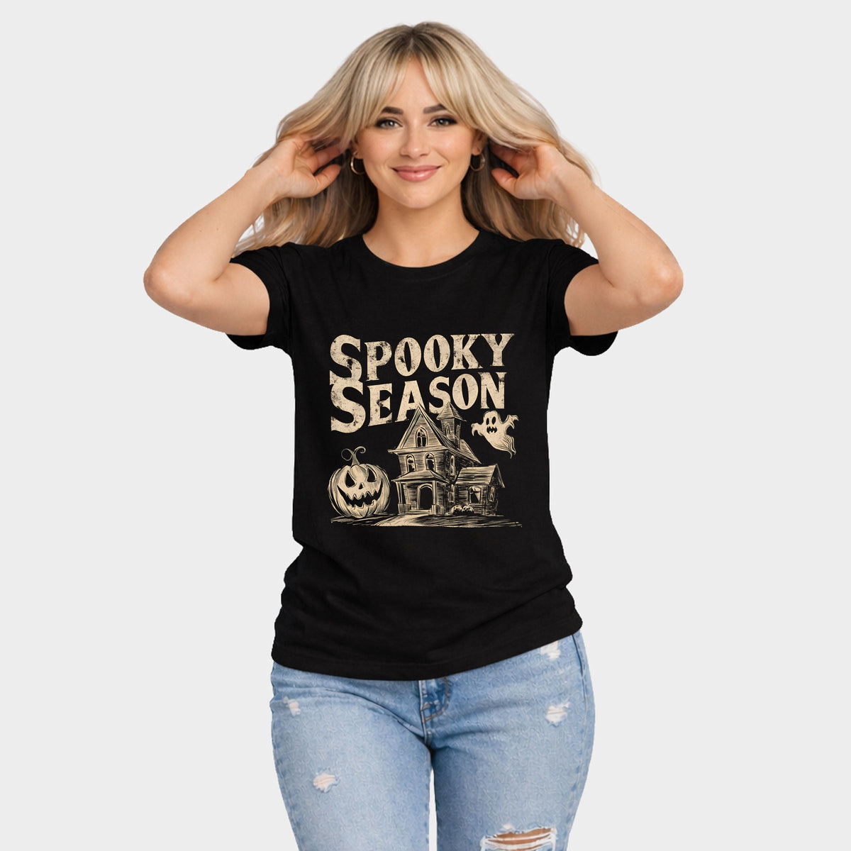 Spooky Season Haunted House - Women's Short Sleeve Graphic T-Shirt