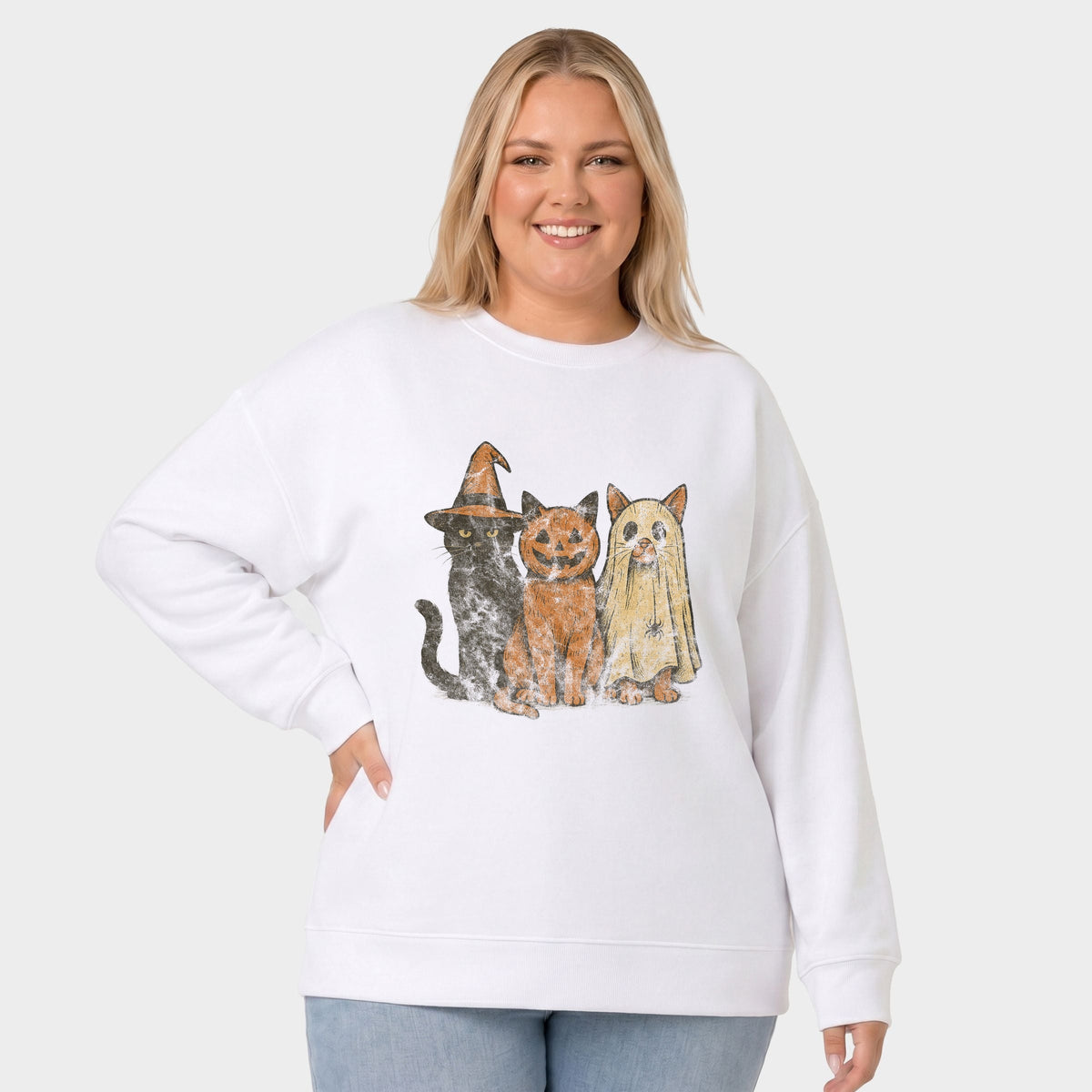 Halloween Cat Trio - Women's Plus Sized Graphic Sweatshirt