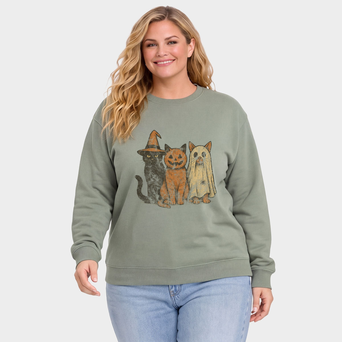 Halloween Cat Trio - Women's Plus Sized Graphic Sweatshirt