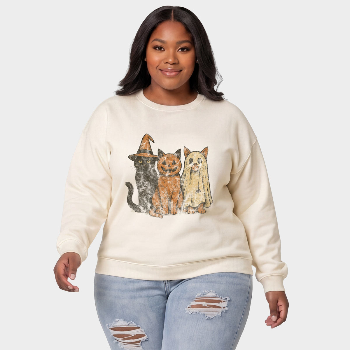 Halloween Cat Trio - Women's Plus Sized Graphic Sweatshirt