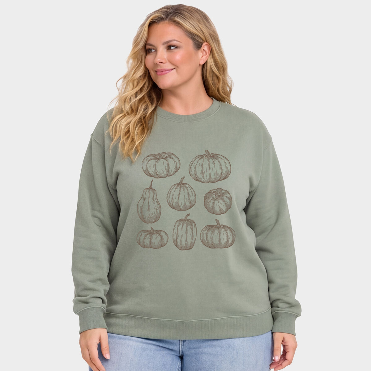 Sketched Pumpkin Collage - Women's Plus Sweatshirt