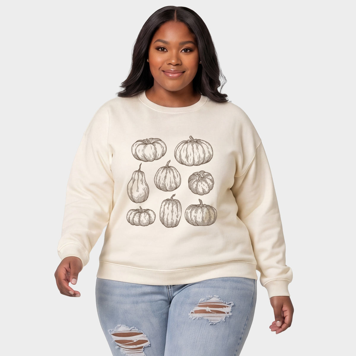 Sketched Pumpkin Collage - Women's Plus Sweatshirt