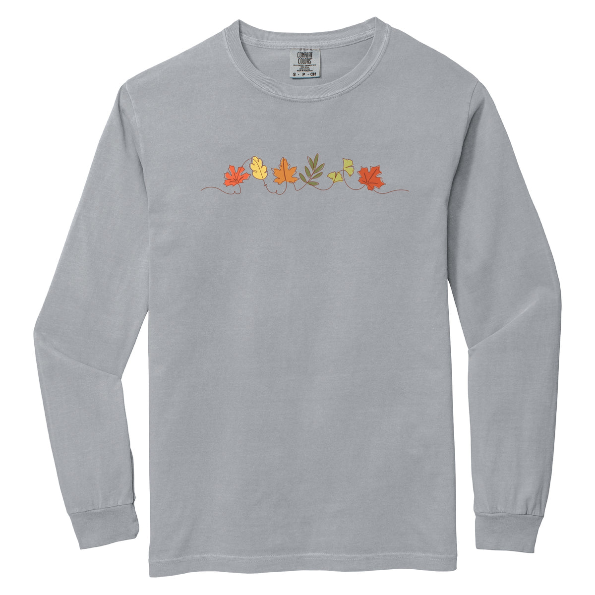 Fall Leaves Line - Women's Garment Dyed Long Sleeve Graphic T-Shirt