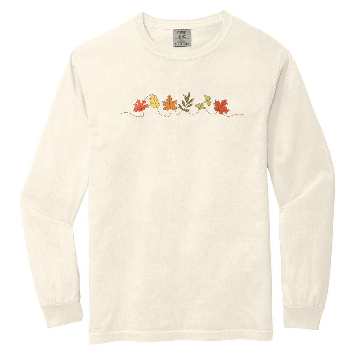 Fall Leaves Line - Women's Garment Dyed Long Sleeve Graphic T-Shirt