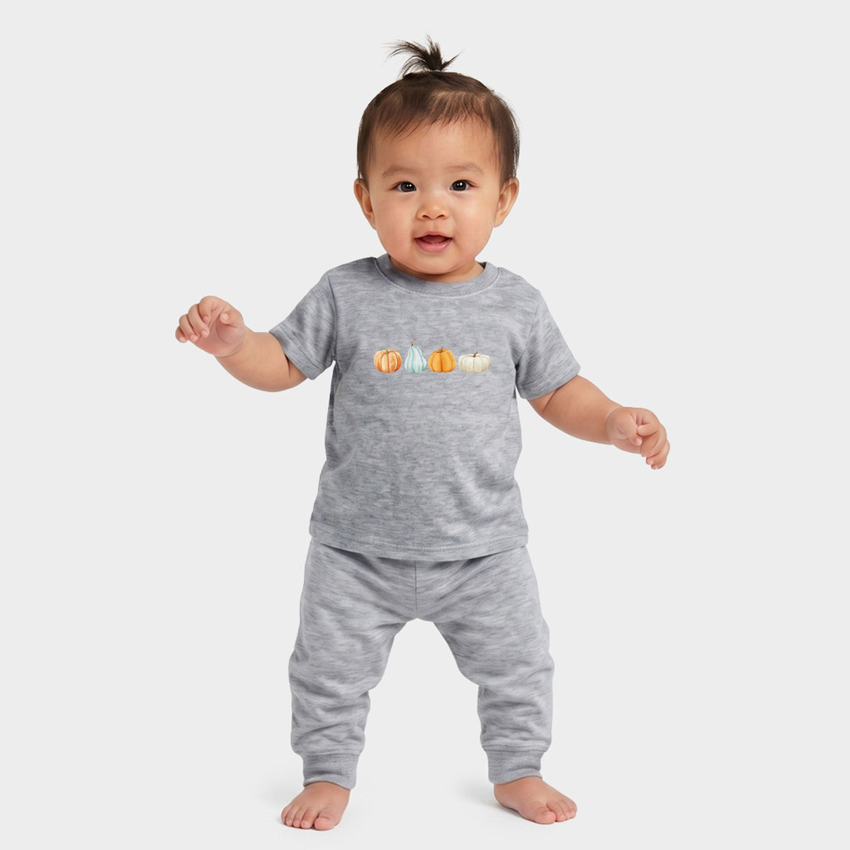Watercolor Pumpkins Row - Infant Jogger Pant Crew Set