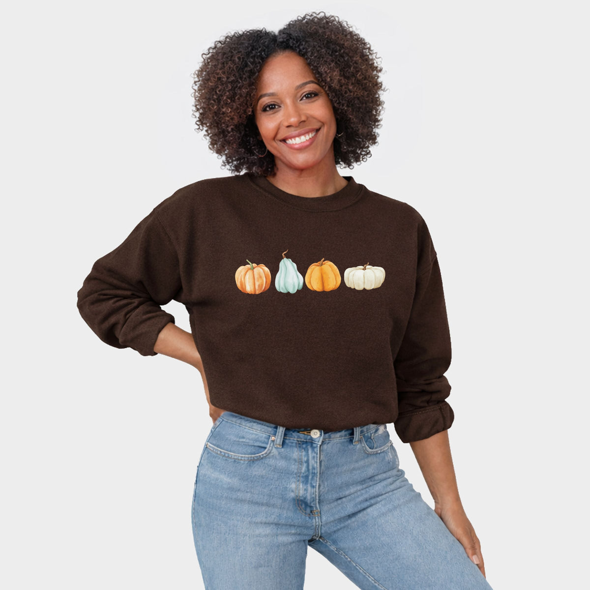 Watercolor Pumpkins Row - Women's Graphic Sweatshirt