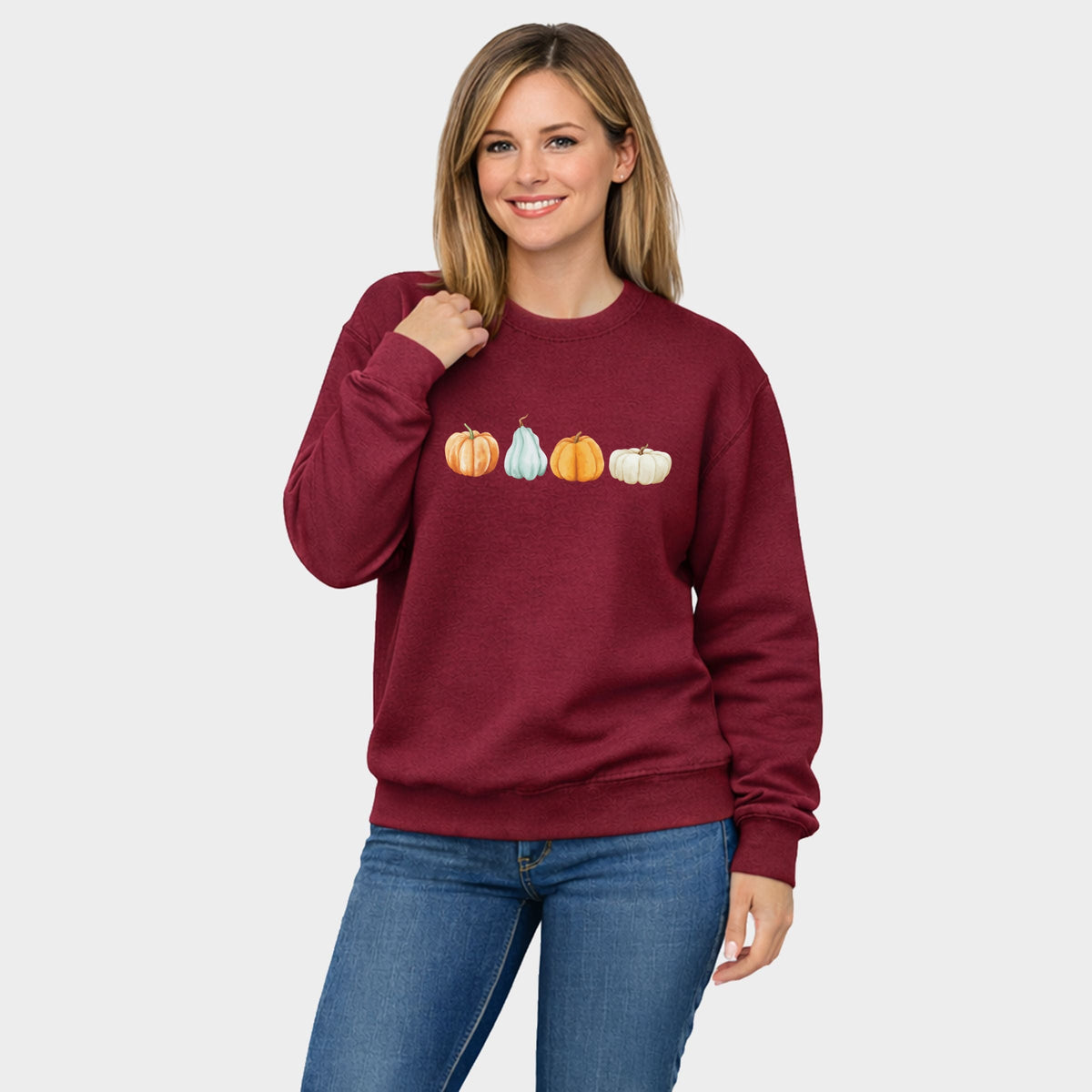 Watercolor Pumpkins Row - Women's Graphic Sweatshirt