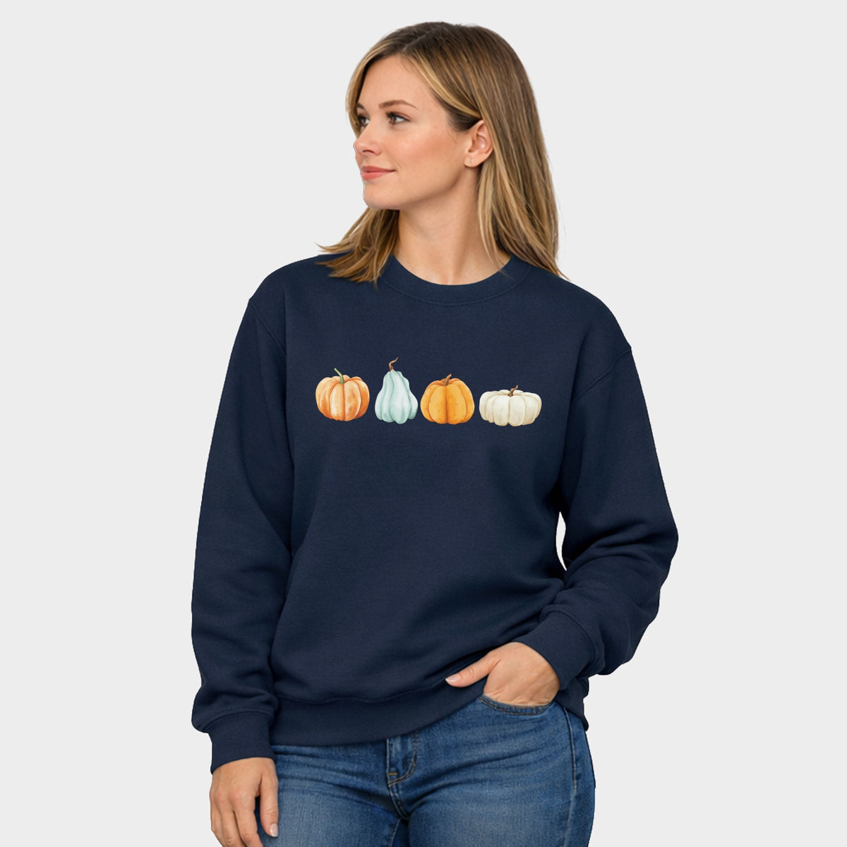 Watercolor Pumpkins Row - Women's Graphic Sweatshirt