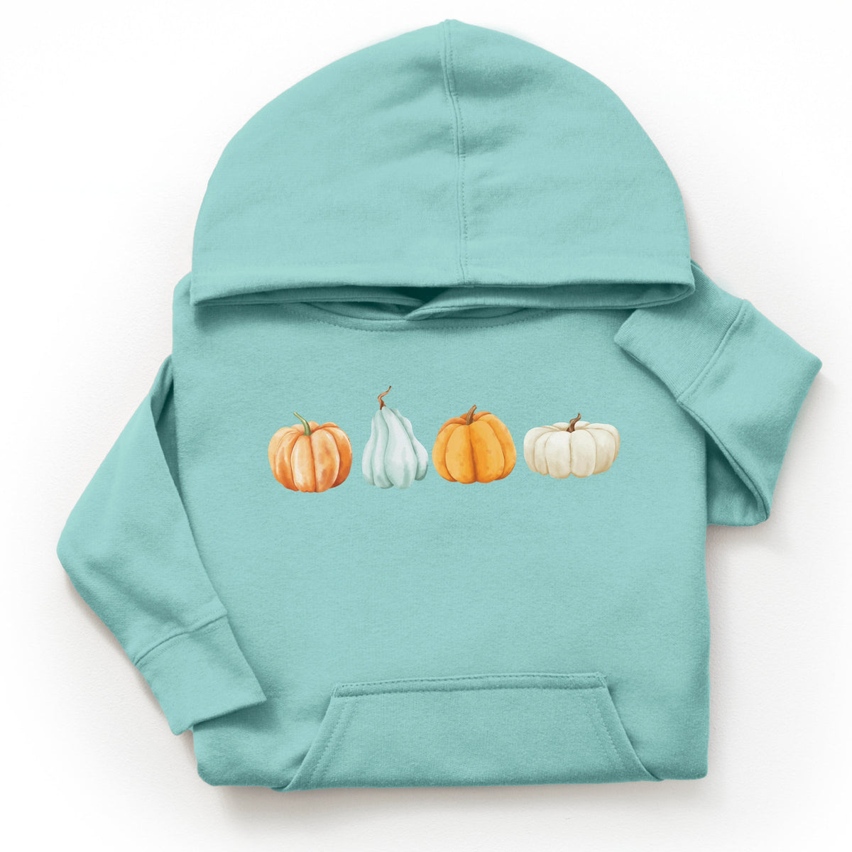 Watercolor Pumpkins Row - Youth Graphic Hoodie