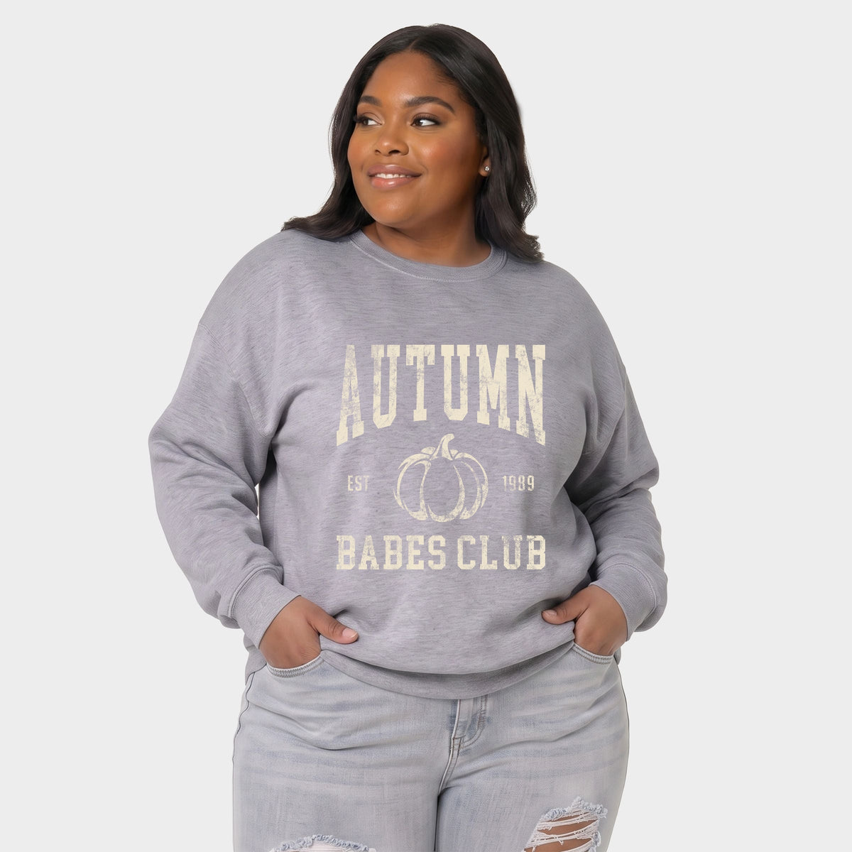 Autumn Babes Club Pumpkin -  Women's Plus Sized Graphic Sweatshirt