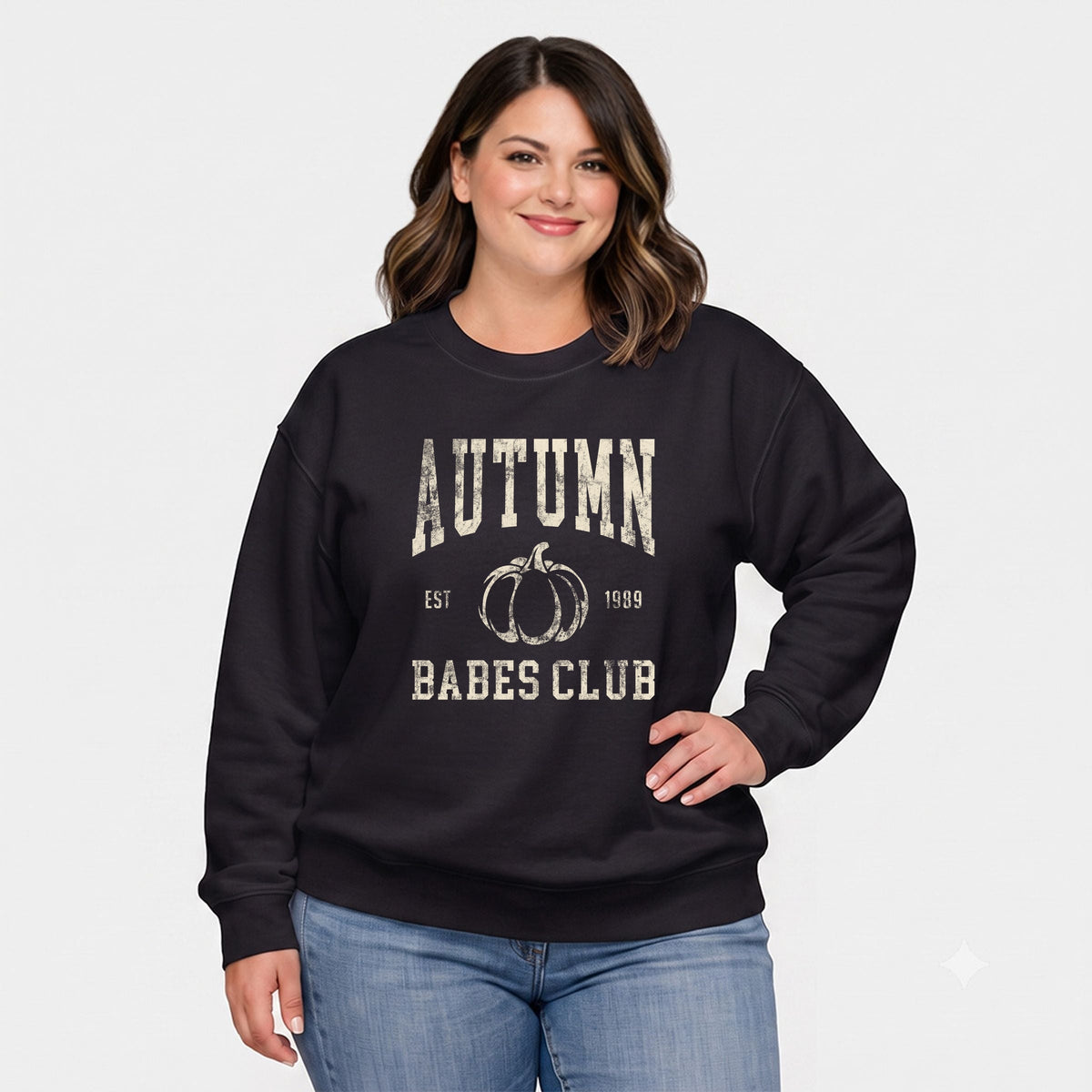 Autumn Babes Club Pumpkin -  Women's Plus Sized Graphic Sweatshirt