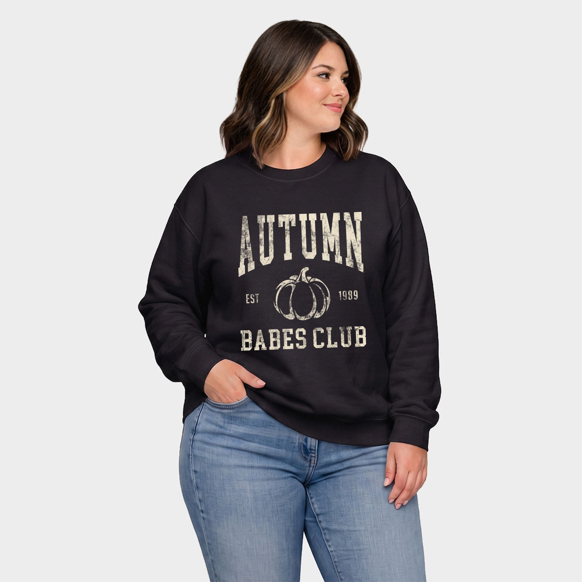 Autumn Babes Club Pumpkin -  Women's Plus Sized Graphic Sweatshirt