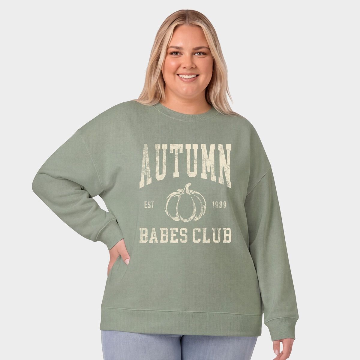 Autumn Babes Club Pumpkin -  Women's Plus Sized Graphic Sweatshirt