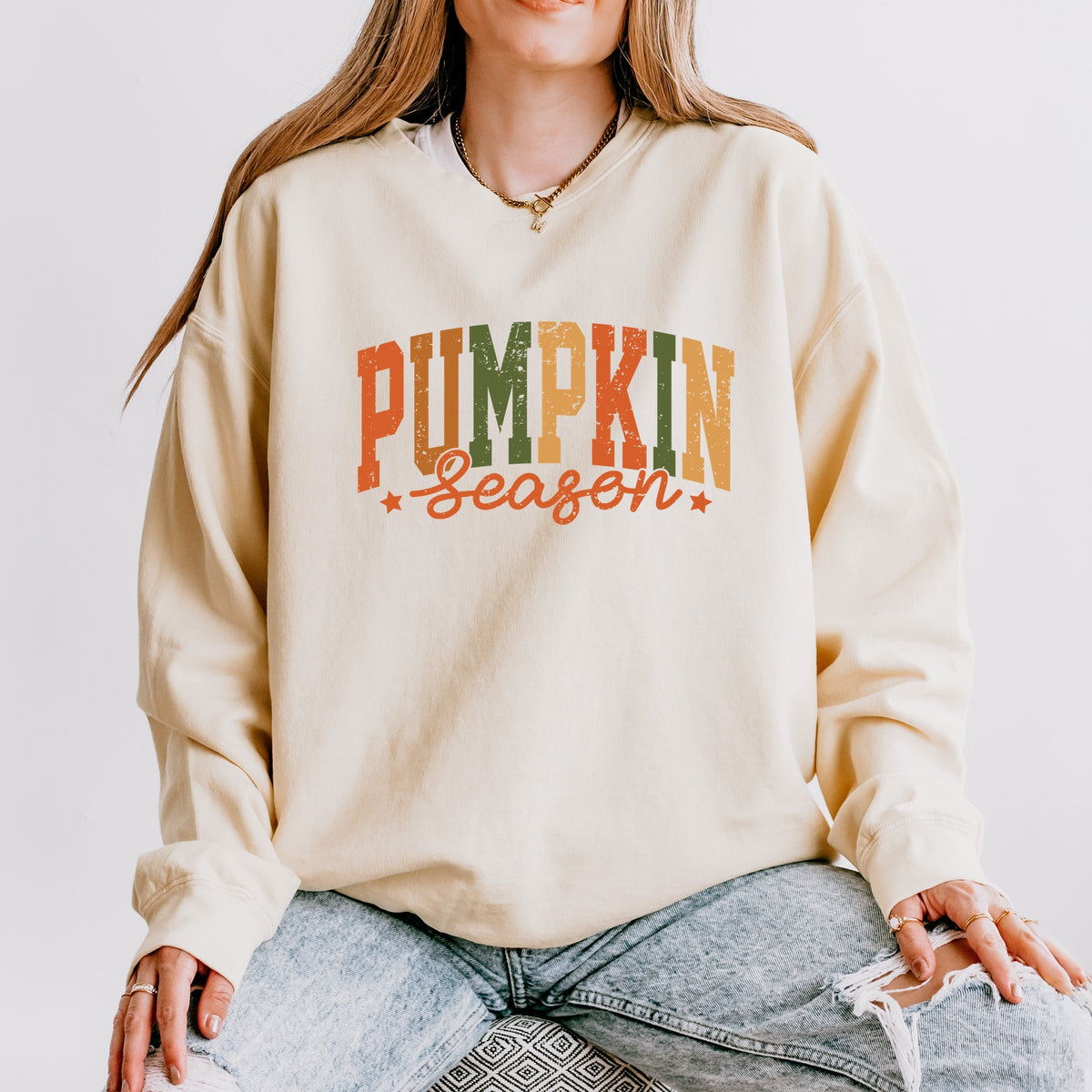 Pumpkin Season Multi - Women's Lightweight Garment Dyed Sweatshirt