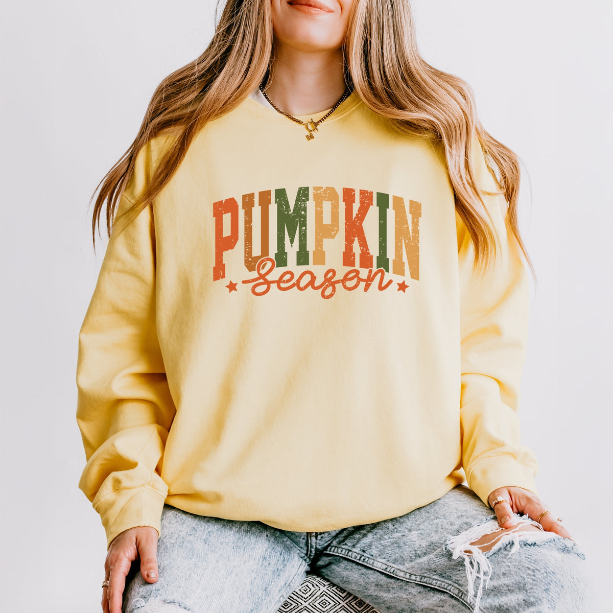 Pumpkin Season Multi - Women's Lightweight Garment Dyed Sweatshirt