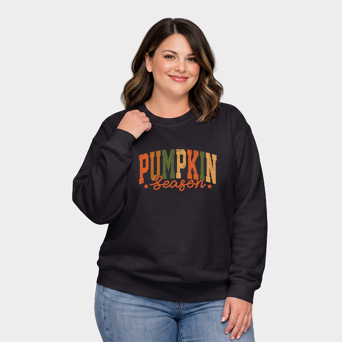 Pumpkin Season Multi - Women's Plus Sized Graphic Sweatshirt