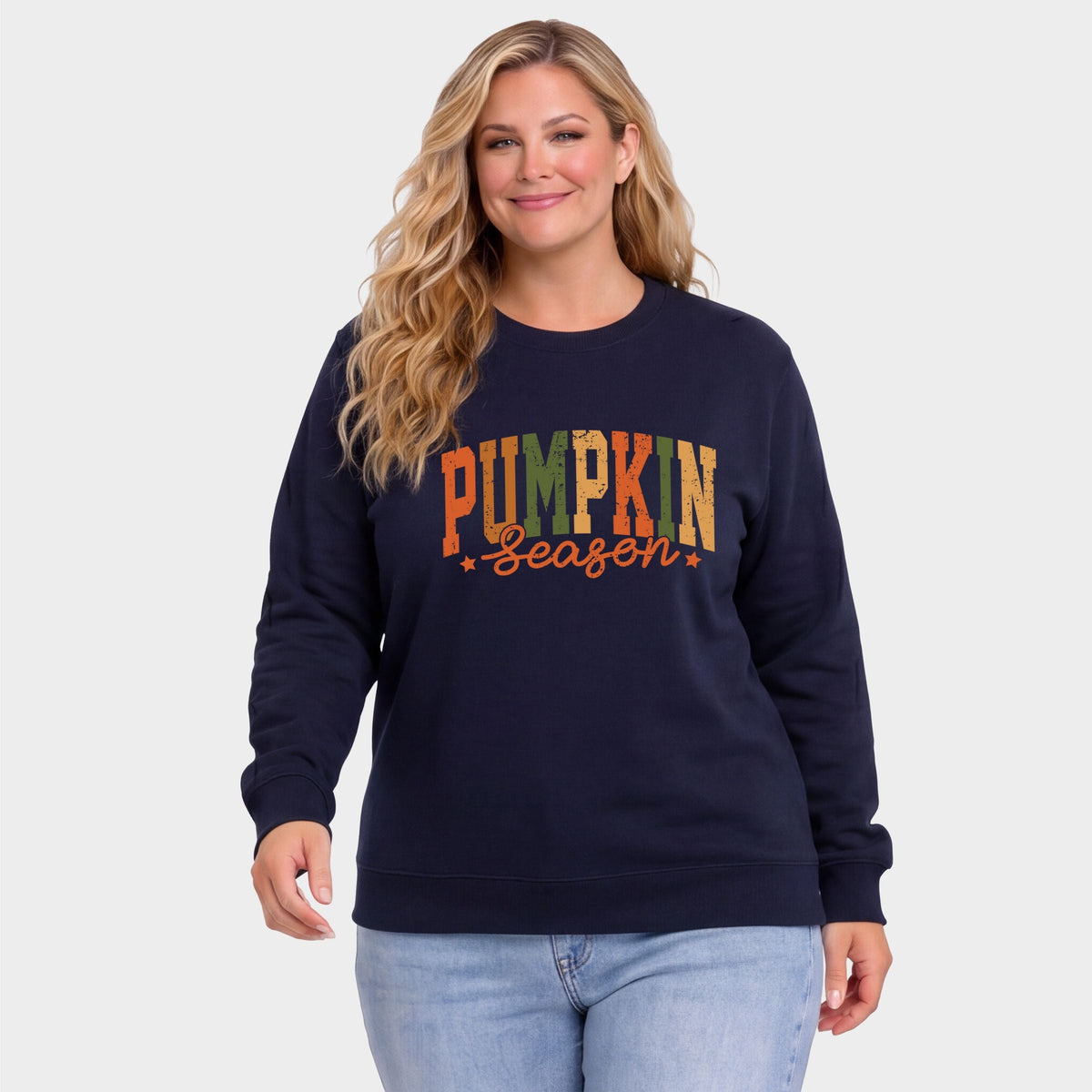 Pumpkin Season Multi - Women's Plus Sized Graphic Sweatshirt