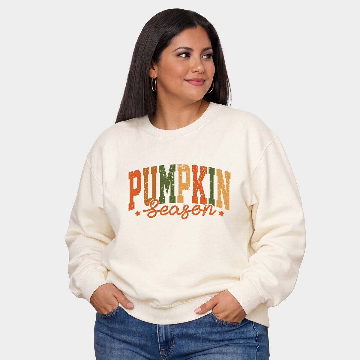 Pumpkin Season Multi - Women's Plus Sized Graphic Sweatshirt