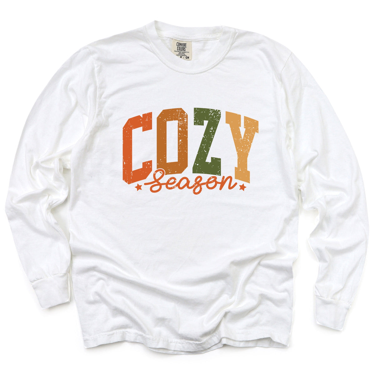 Cozy Season Multi - Women's Garment Dyed Long Sleeve Graphic T-Shirt
