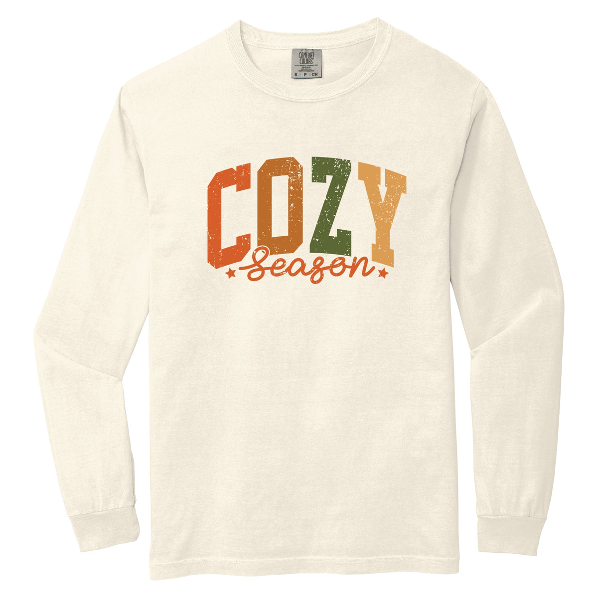 Cozy Season Multi - Women's Garment Dyed Long Sleeve Graphic T-Shirt