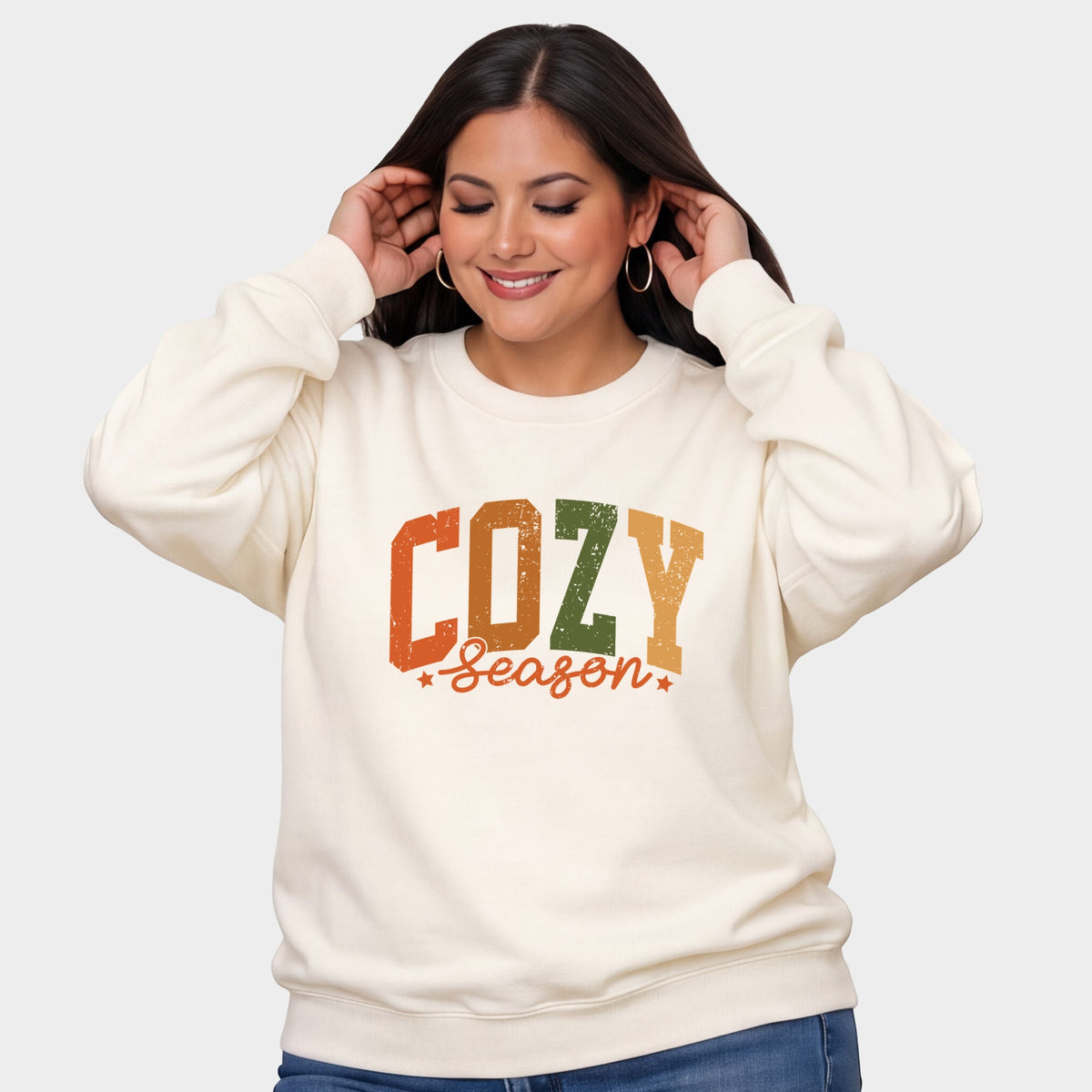 Cozy Season Multi - Women's Plus Sized Graphic Sweatshirt