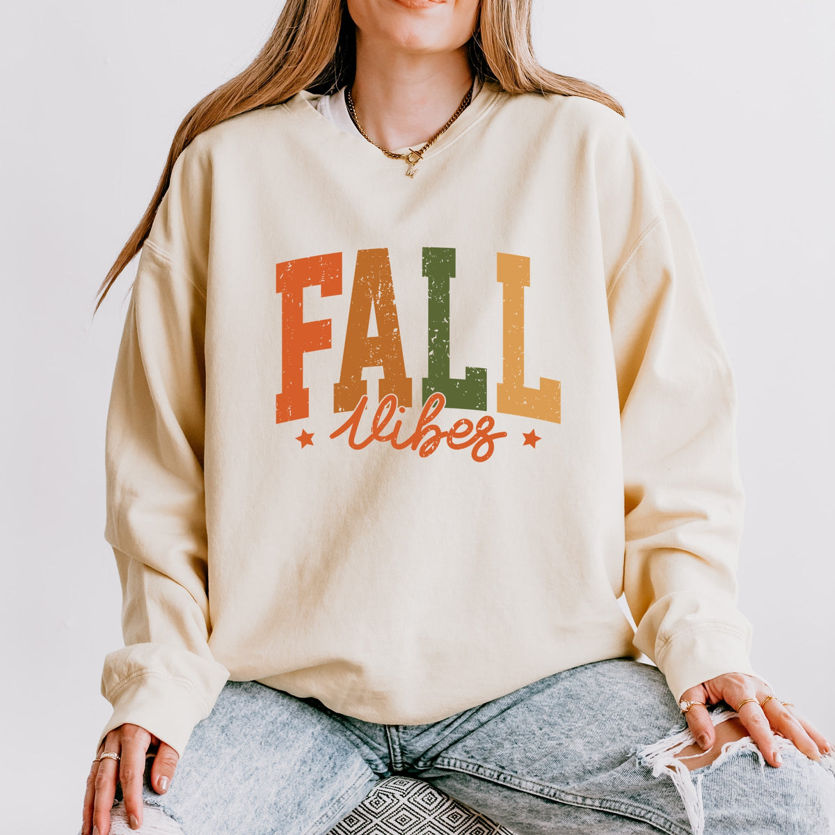 Fall Vibes Multi - Women's Lightweight Garment Dyed Sweatshirt