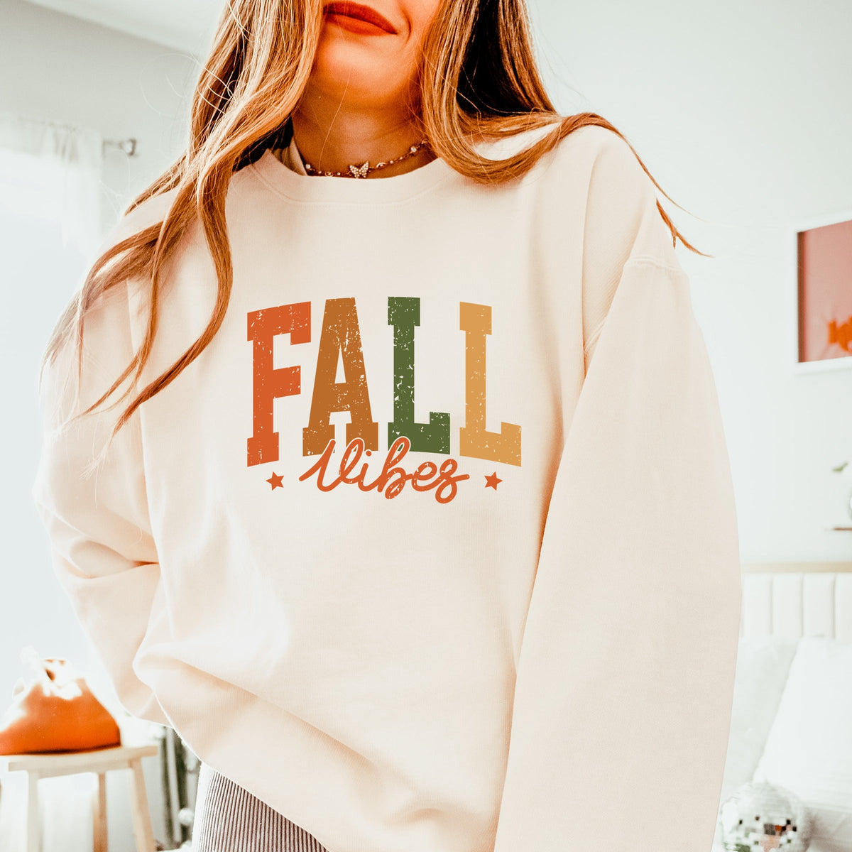 Fall Vibes Multi - Women's Lightweight Garment Dyed Sweatshirt