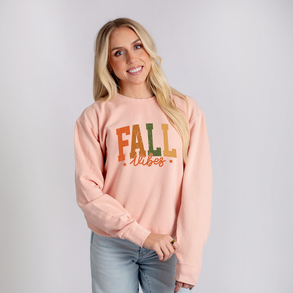 Fall Vibes Multi - Women's Lightweight Garment Dyed Sweatshirt