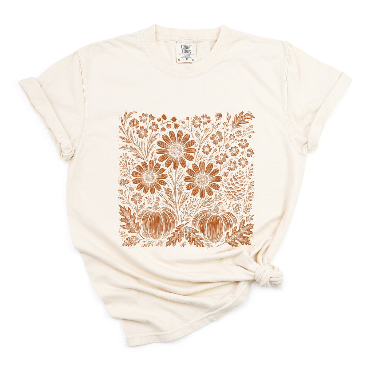 Sunflower Pumpkin Leaves - Women's Garment Dyed Graphic T-Shirt