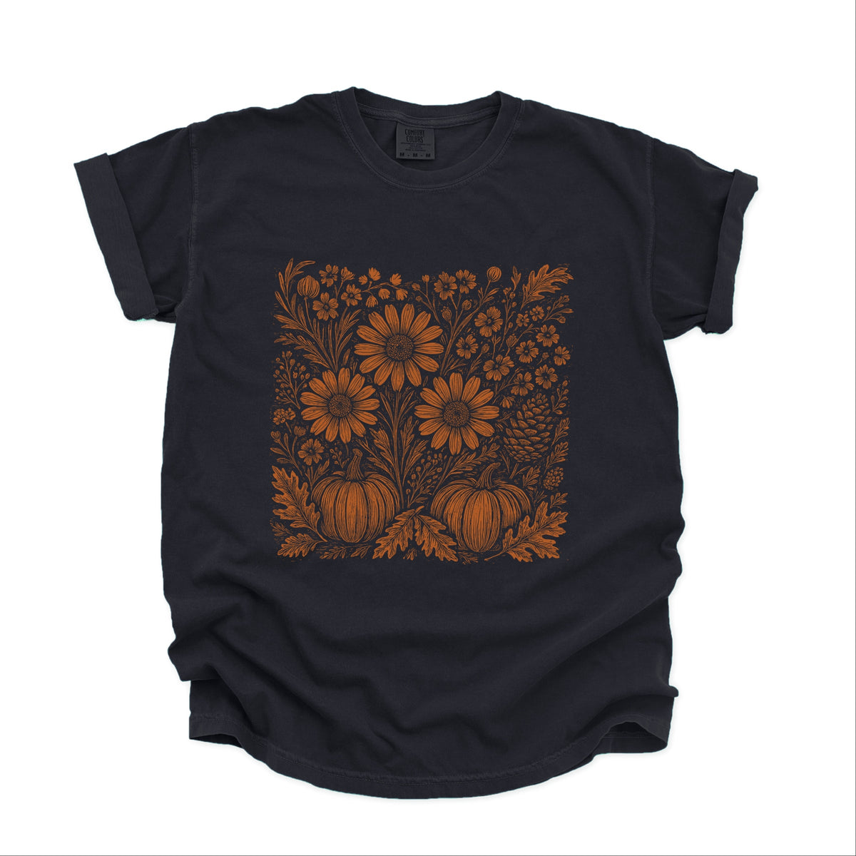Sunflower Pumpkin Leaves - Women's Garment Dyed Graphic T-Shirt
