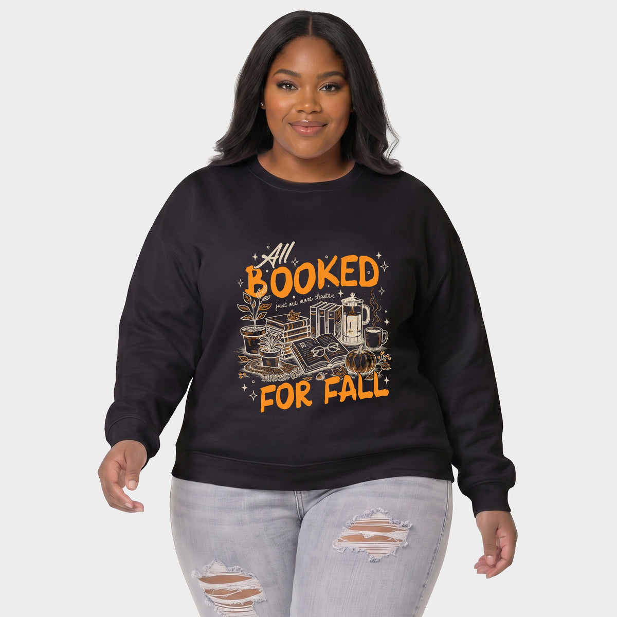 All Booked For Fall - Women's Plus Sized Graphic Sweatshirt