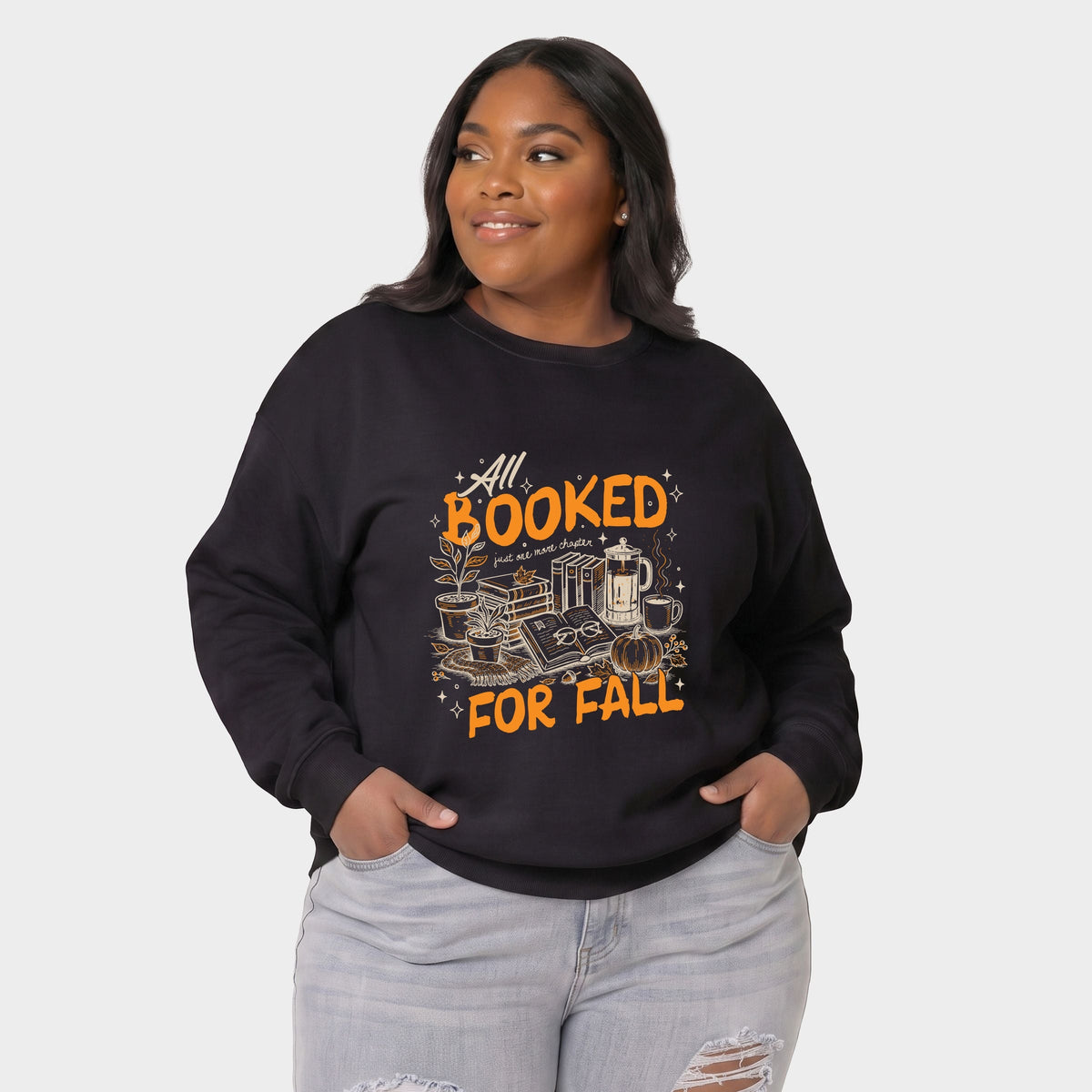 All Booked For Fall - Women's Plus Sized Graphic Sweatshirt