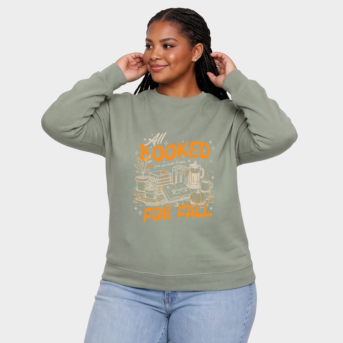 All Booked For Fall - Women's Plus Sized Graphic Sweatshirt