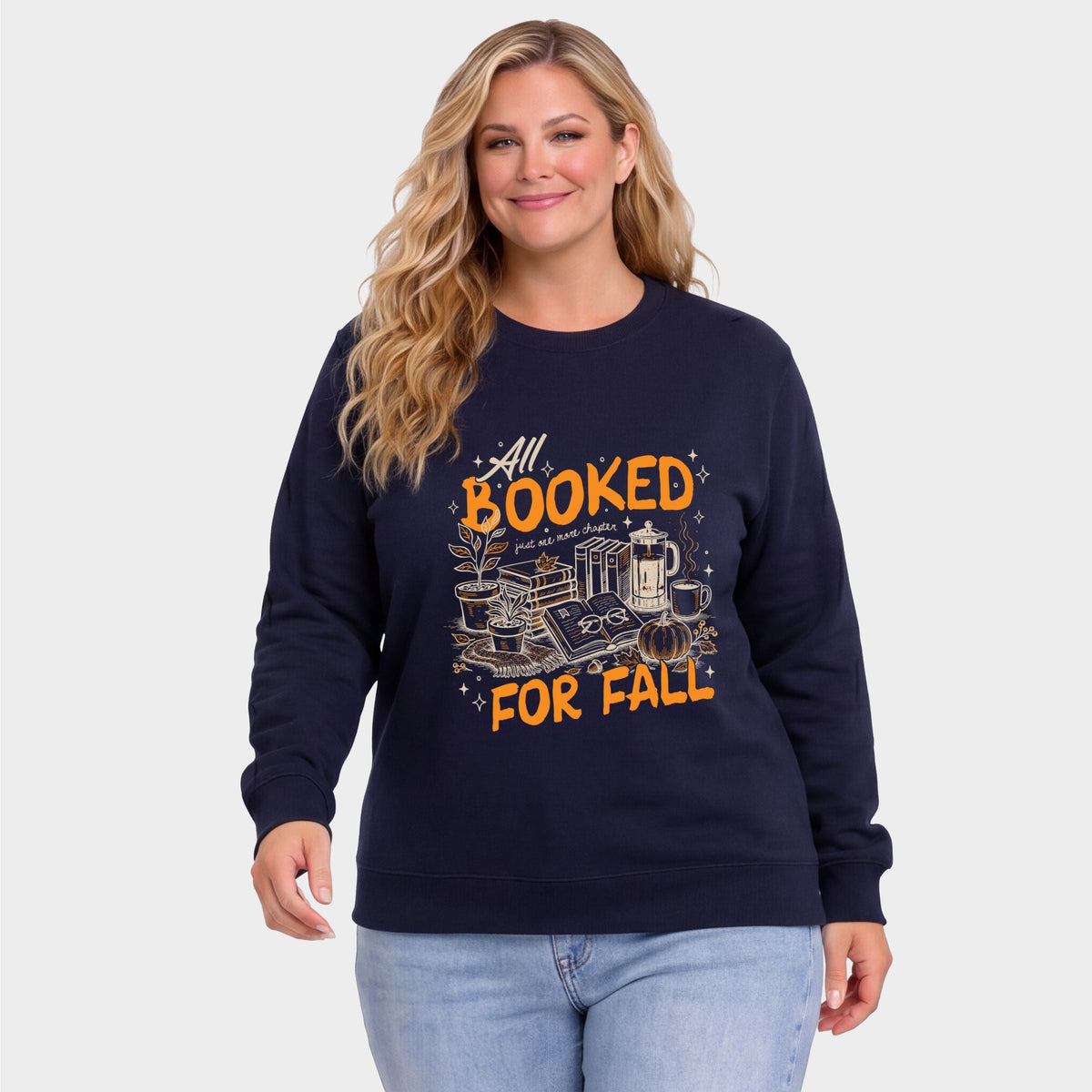 All Booked For Fall - Women's Plus Sized Graphic Sweatshirt