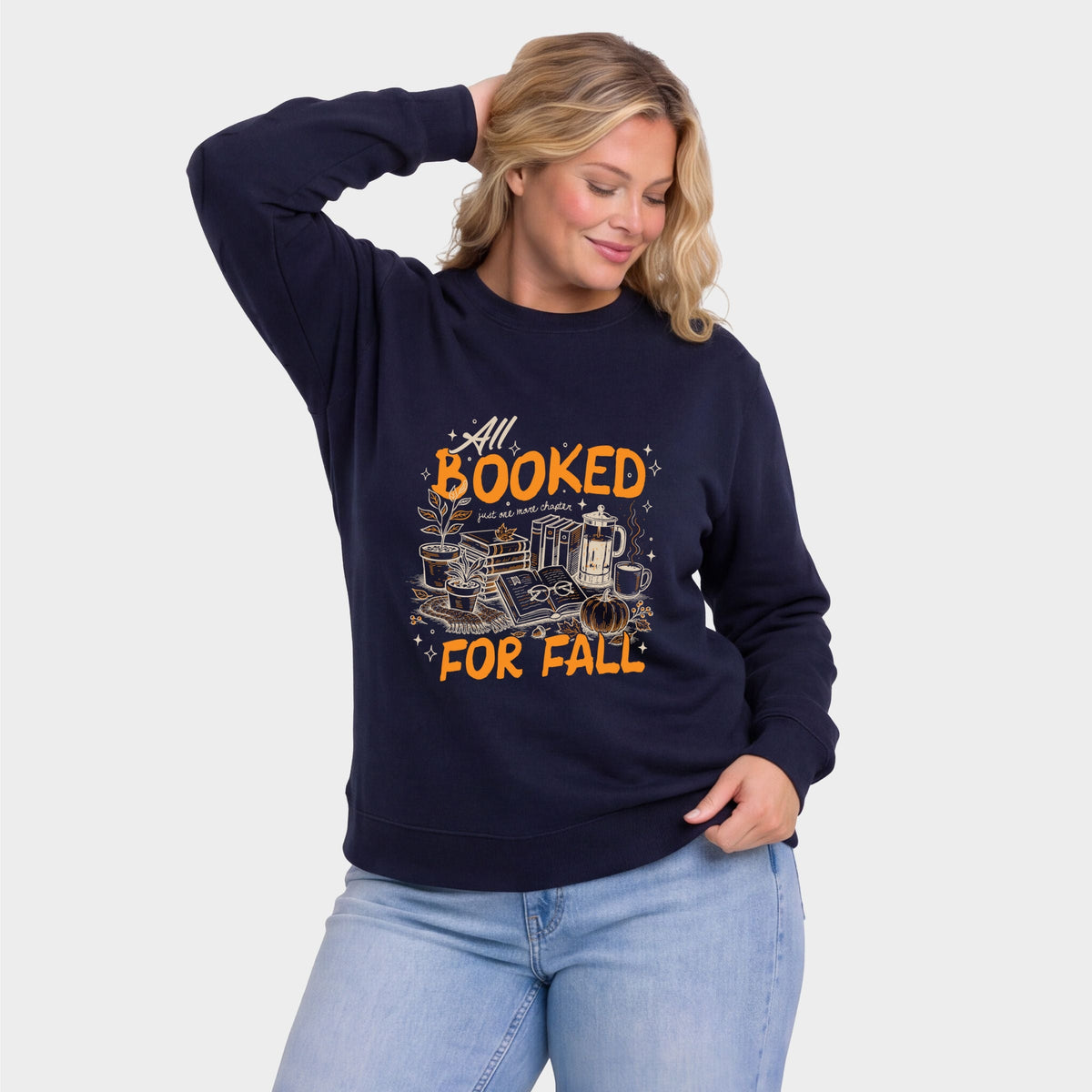 All Booked For Fall - Women's Plus Sized Graphic Sweatshirt