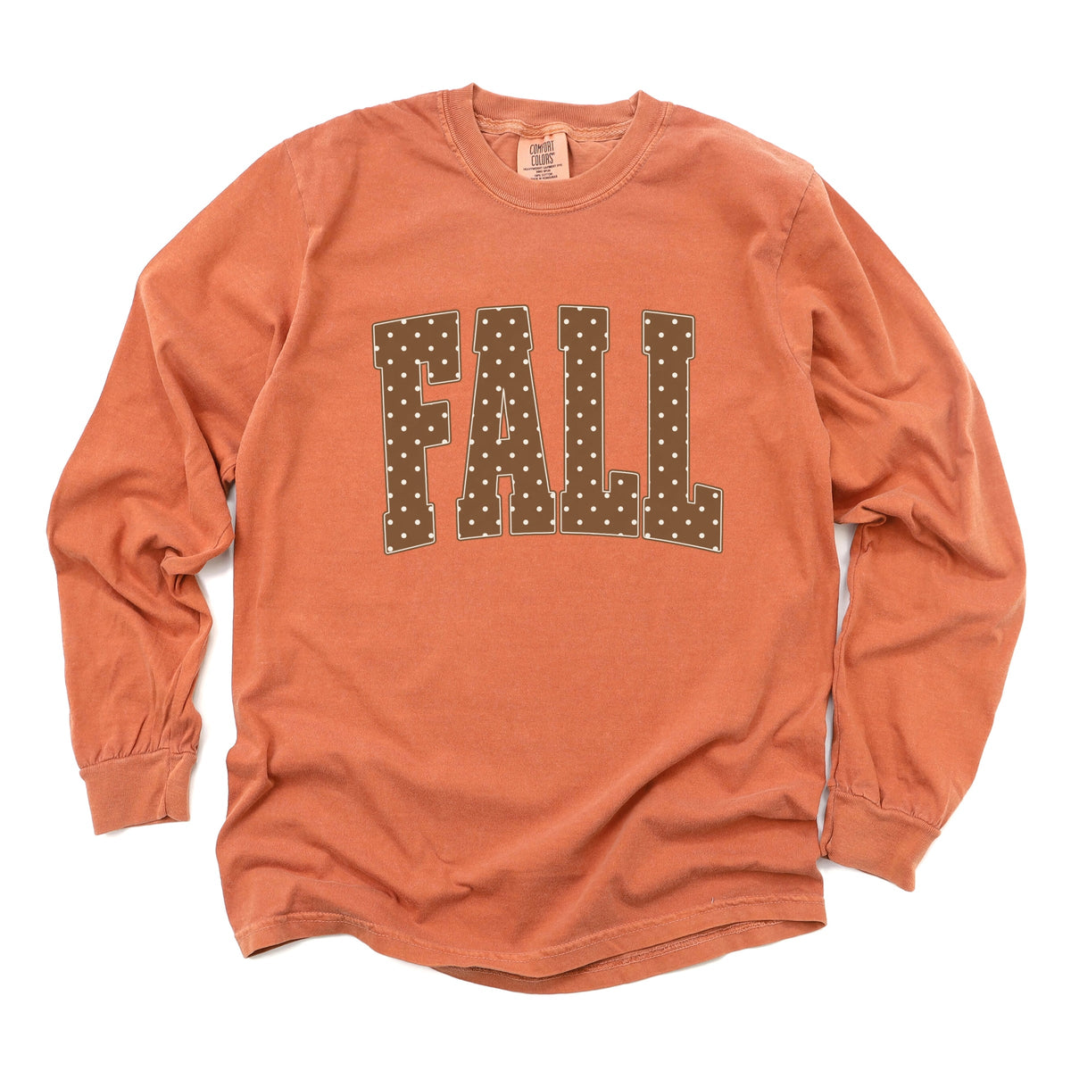 Fall Polka Dots Arched - Women's Garment Dyed Long Sleeve Graphic T-Shirt
