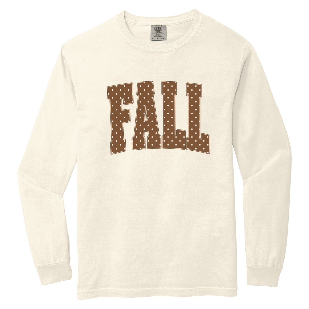 Fall Polka Dots Arched - Women's Garment Dyed Long Sleeve Graphic T-Shirt