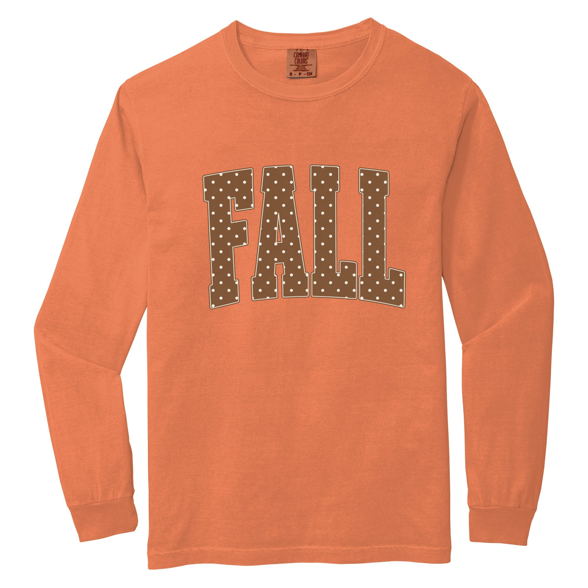 Fall Polka Dots Arched - Women's Garment Dyed Long Sleeve Graphic T-Shirt