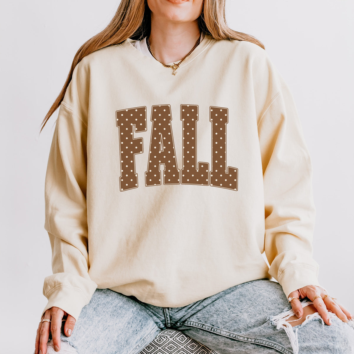 Fall Polka Dots Arched - Women's Lightweight Garment Dyed Sweatshirt