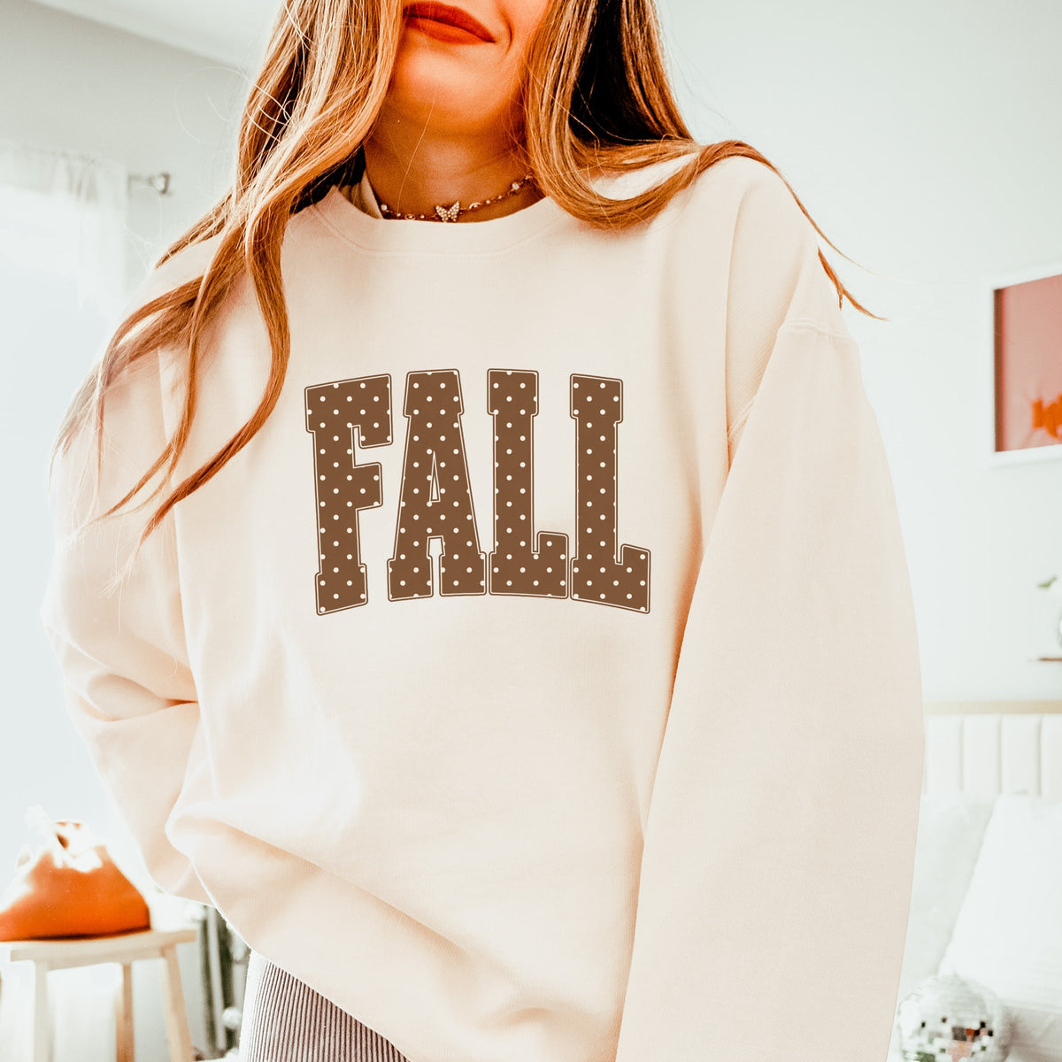 Fall Polka Dots Arched - Women's Lightweight Garment Dyed Sweatshirt