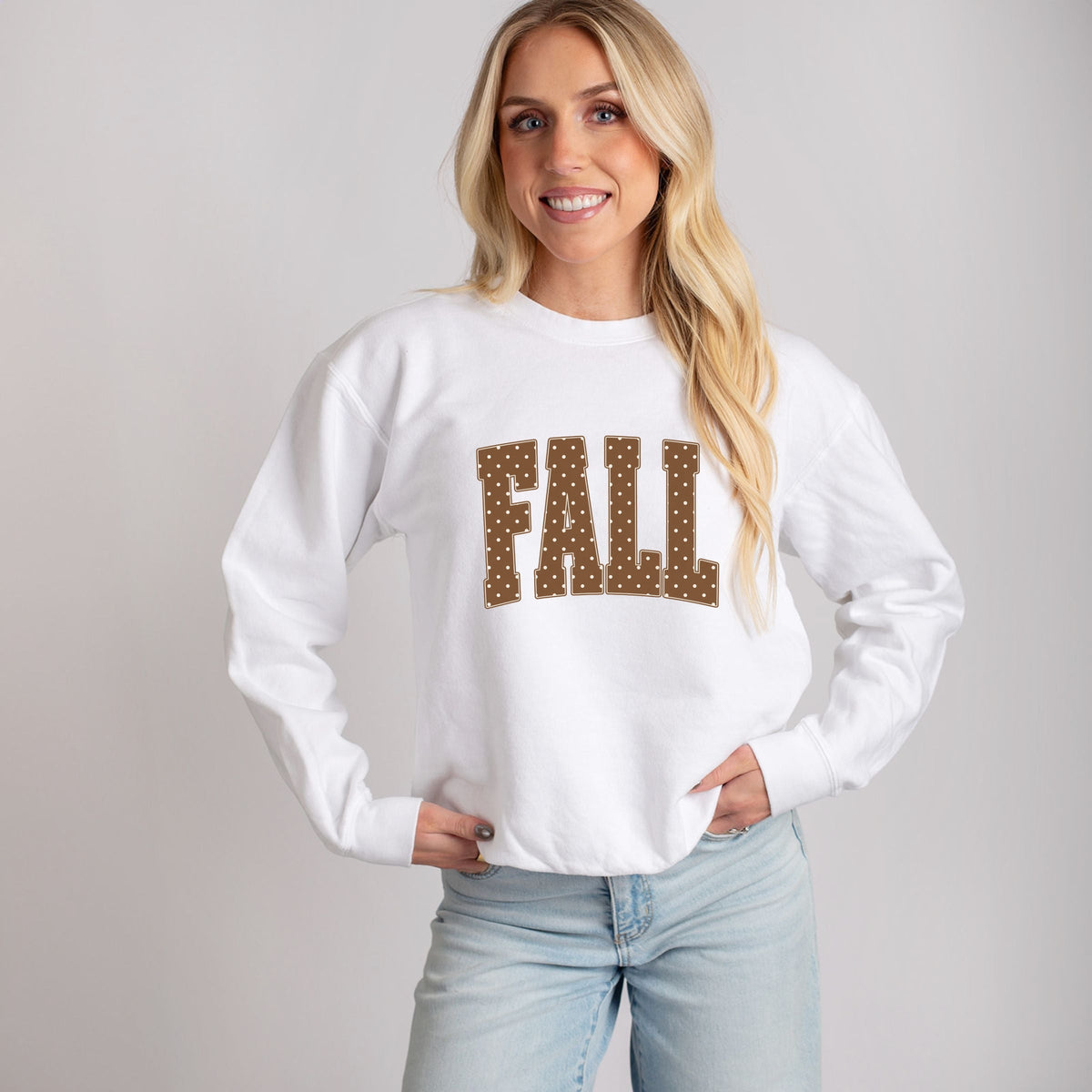 Fall Polka Dots Arched - Women's Lightweight Garment Dyed Sweatshirt