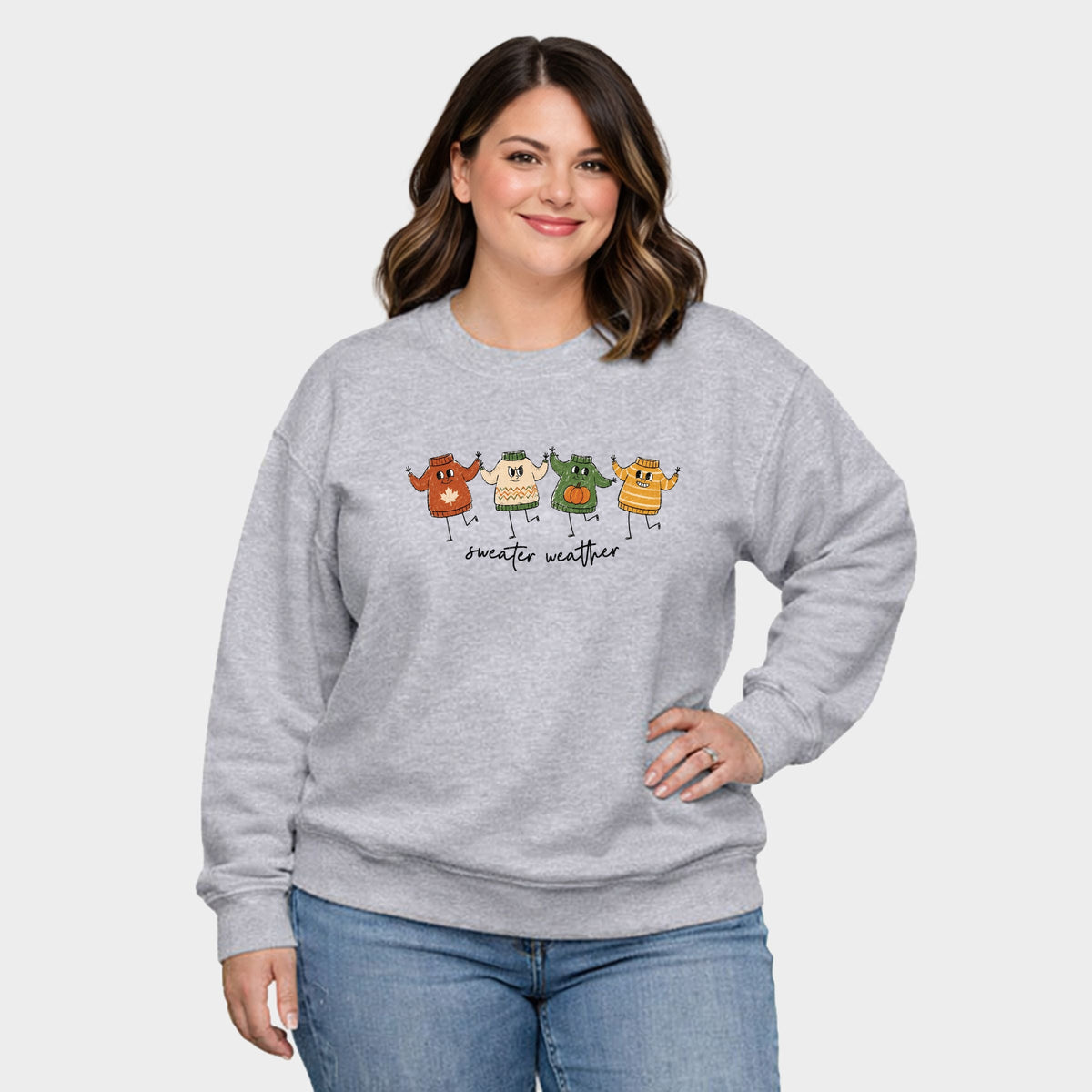 Sweater Weather Stick Figures - Women's Plus Sized Graphic Sweatshirt
