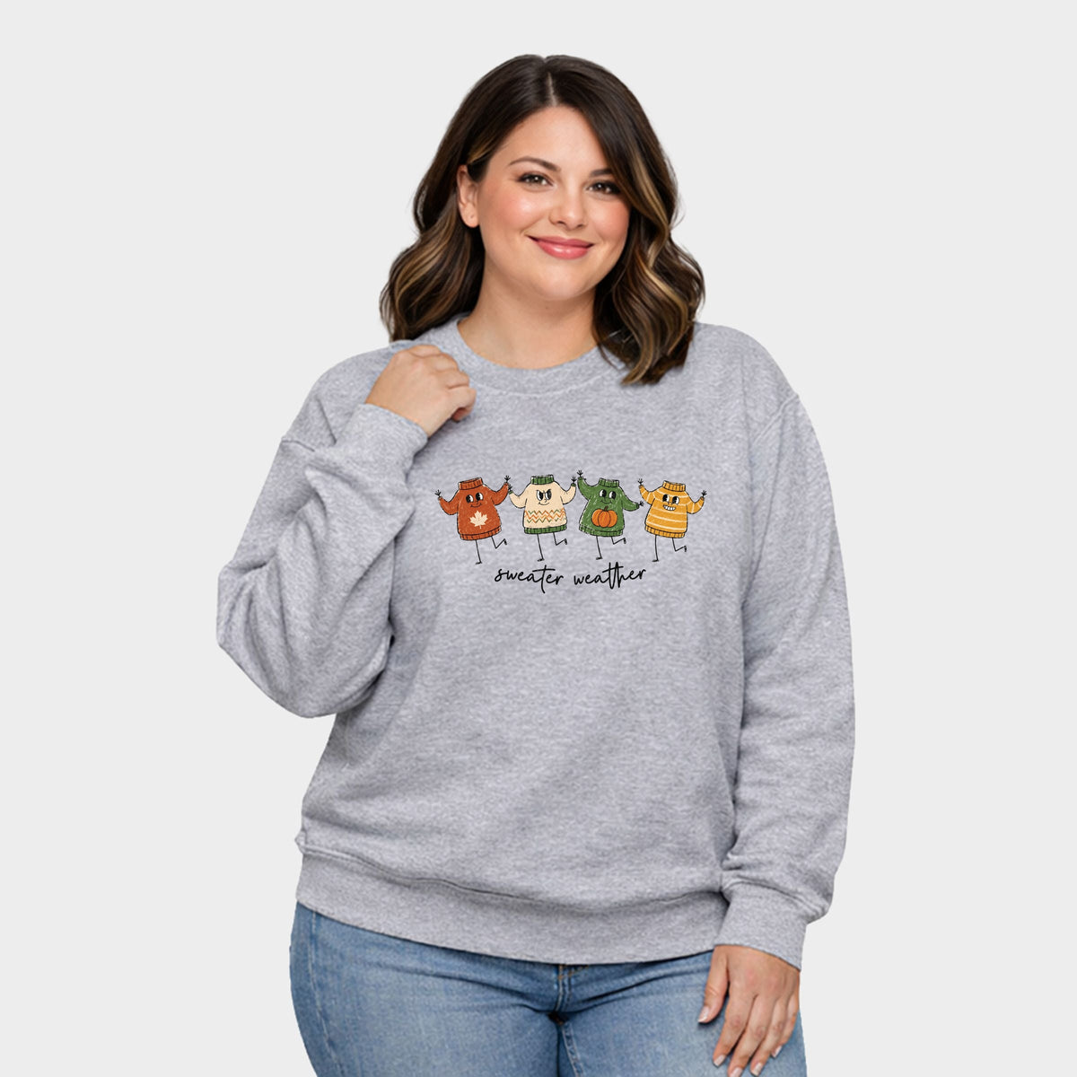 Sweater Weather Stick Figures - Women's Plus Sized Graphic Sweatshirt