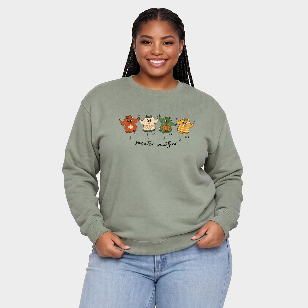 Sweater Weather Stick Figures - Women's Plus Sized Graphic Sweatshirt