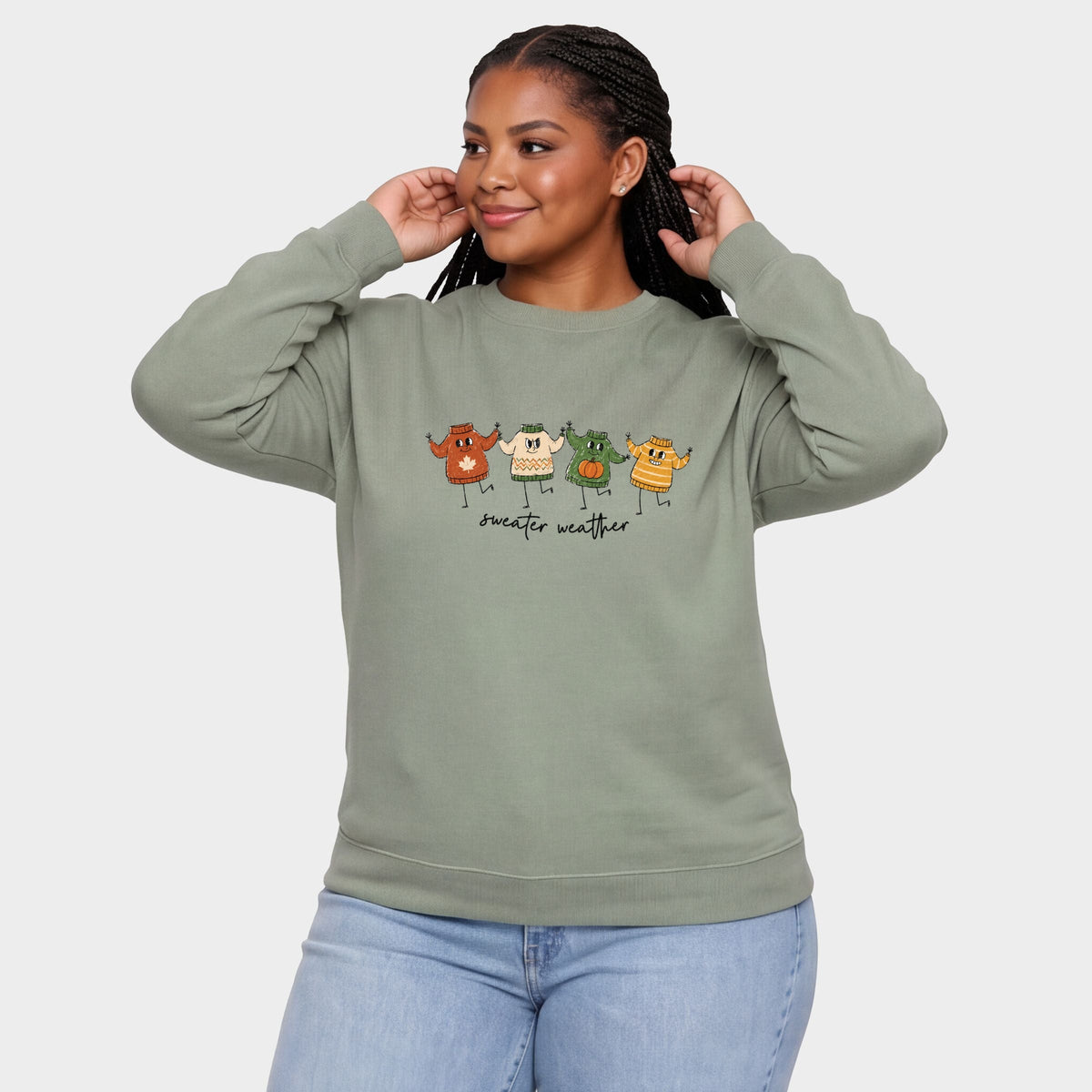 Sweater Weather Stick Figures - Women's Plus Sized Graphic Sweatshirt