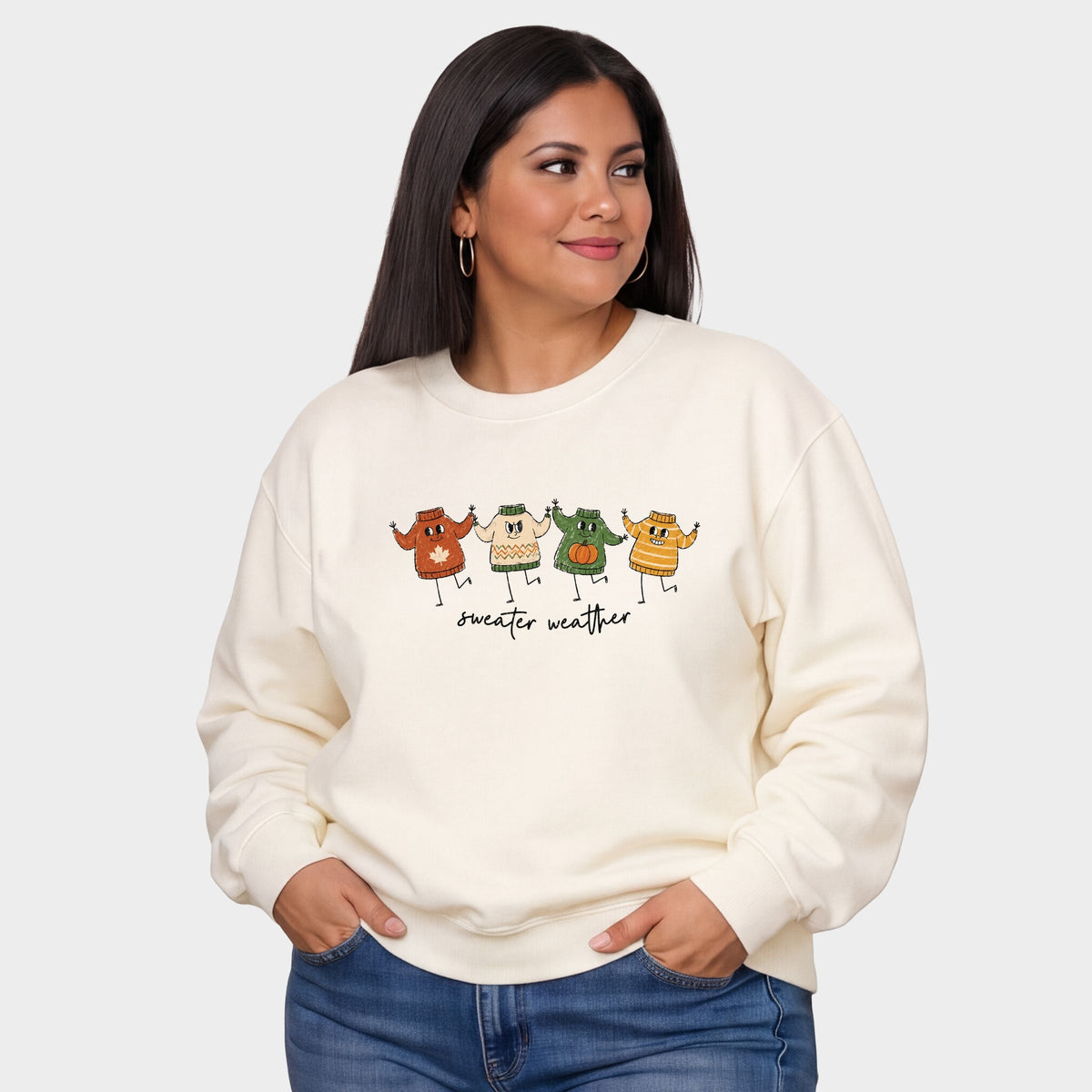 Sweater Weather Stick Figures - Women's Plus Sized Graphic Sweatshirt