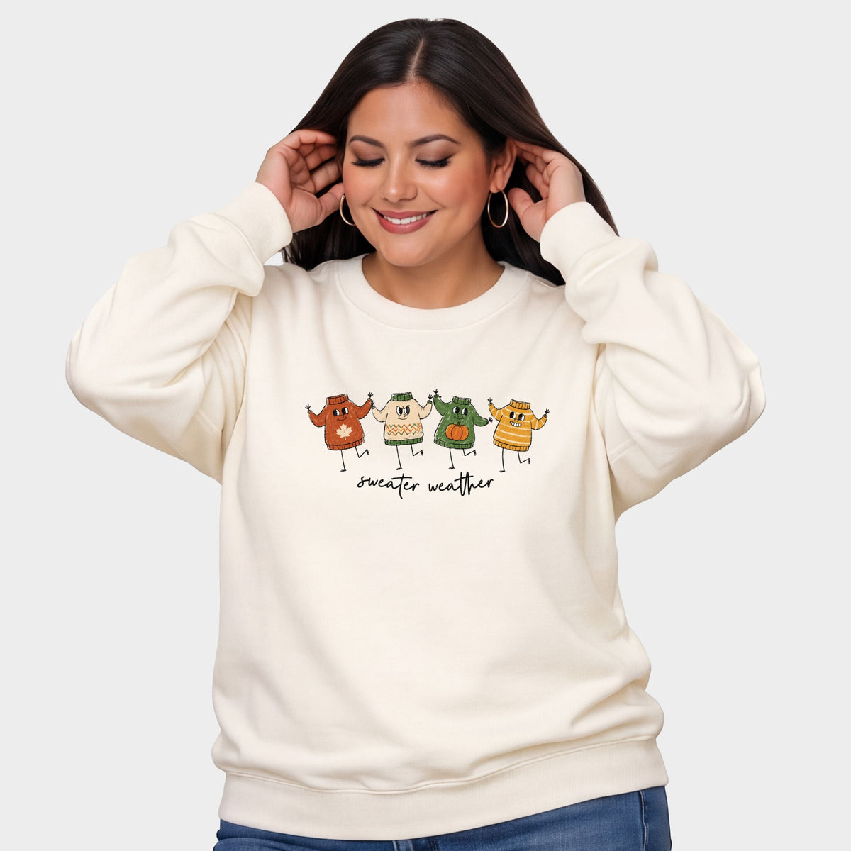 Sweater Weather Stick Figures - Women's Plus Sized Graphic Sweatshirt