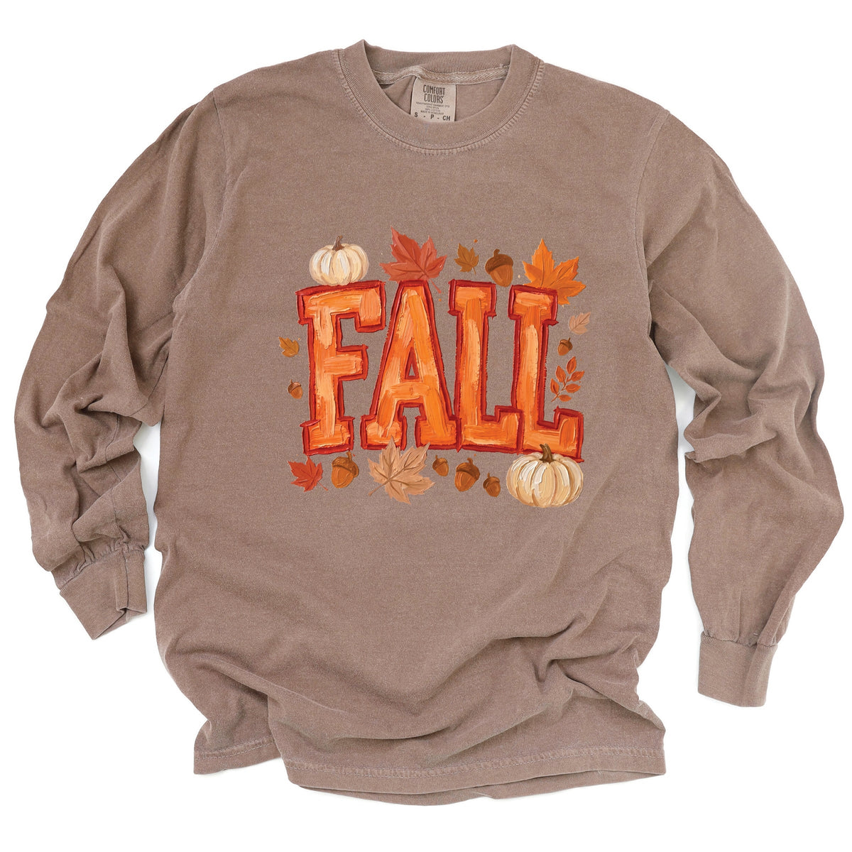 Fall Block Painted - Women's Garment Dyed Long Sleeve Graphic T-Shirt