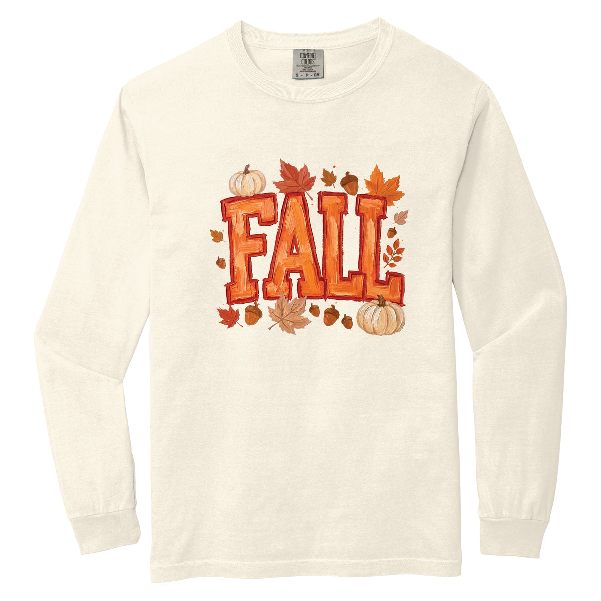Fall Block Painted - Women's Garment Dyed Long Sleeve Graphic T-Shirt